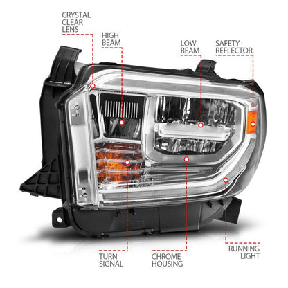 ANZO LED Crystal Headlights w/ Switchback Chrome Housing w/ DRL Toyota Tundra 2014 - 2017 | 111532 - JDMuscleHeadlightsanz111532