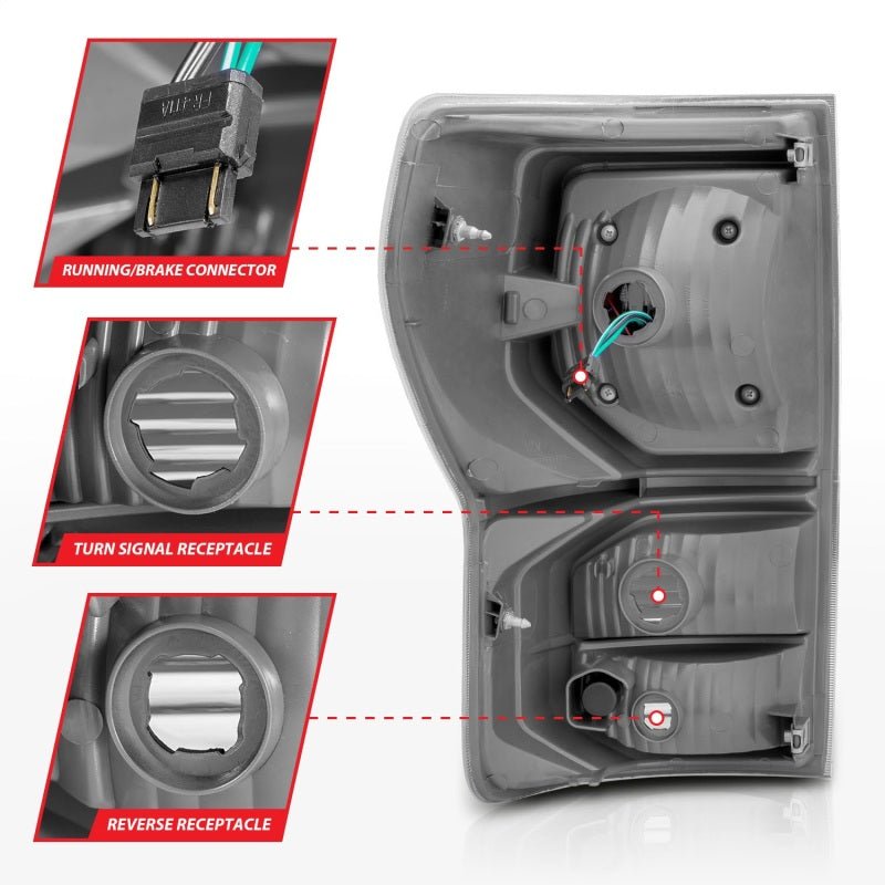 ANZO LED Tailights Black Housing Smoke Lens G2 Toyota Tundra 2007 - 2013 | 311387 - JDMuscleTail Lightsanz311387