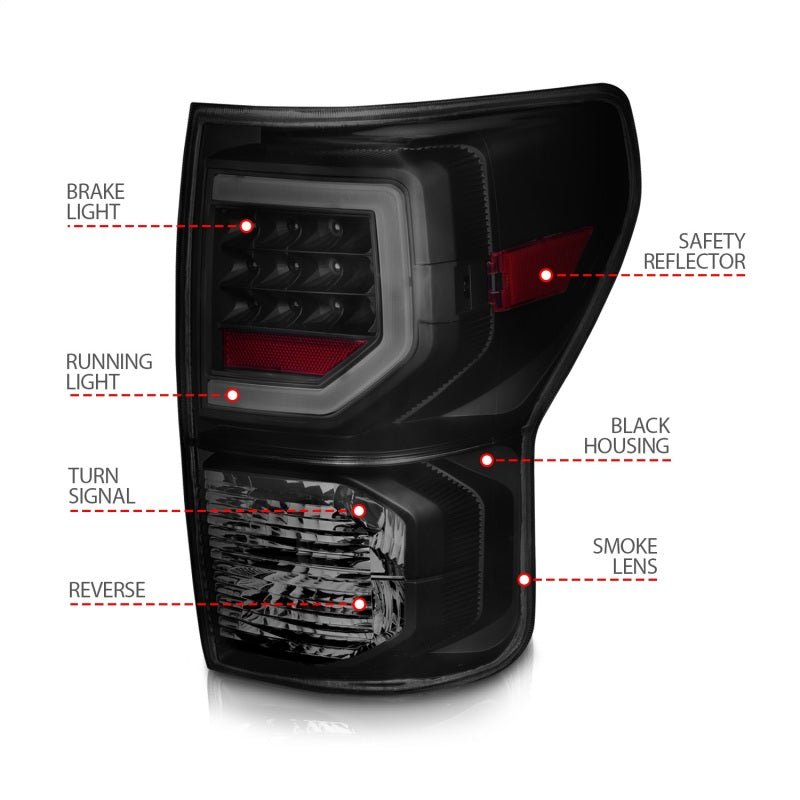 ANZO LED Tailights Black Housing Smoke Lens G2 Toyota Tundra 2007 - 2013 | 311387 - JDMuscleTail Lightsanz311387
