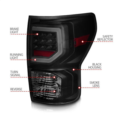 ANZO LED Tailights Black Housing Smoke Lens G2 Toyota Tundra 2007 - 2013 | 311387 - JDMuscleTail Lightsanz311387