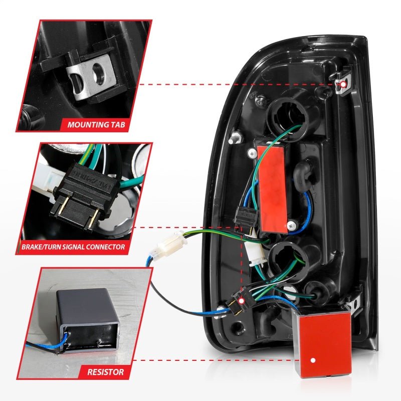 ANZO LED Taillights w/ Light Bar Black Housing Clear Lens Toyota Tundra 2000 - 2006 | 311411 - JDMuscleTail Lightsanz311411