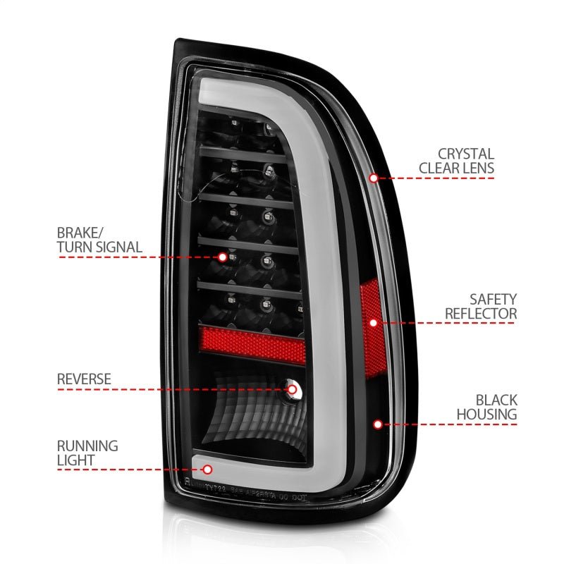 ANZO LED Taillights w/ Light Bar Black Housing Clear Lens Toyota Tundra 2000 - 2006 | 311411 - JDMuscleTail Lightsanz311411