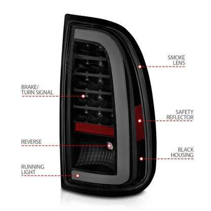 ANZO LED Taillights w/ Light Bar Black Housing Smoke Lens Toyota Tundra 2000 - 2006 | 311412 - JDMuscleTail Lightsanz311412