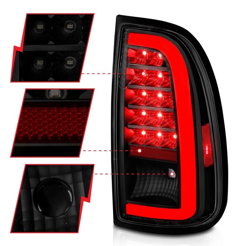 ANZO LED Taillights w/ Light Bar Black Housing Smoke Lens Toyota Tundra 2000 - 2006 | 311412 - JDMuscleTail Lightsanz311412