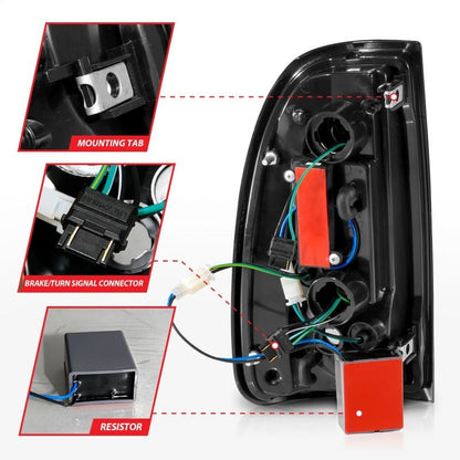 ANZO LED Taillights w/ Light Bar Black Housing Smoke Lens Toyota Tundra 2000 - 2006 | 311412 - JDMuscleTail Lightsanz311412