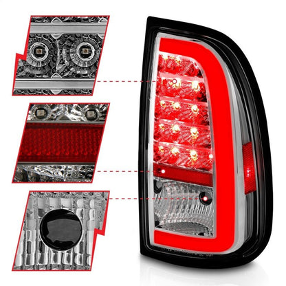 ANZO LED Taillights w/ Light Bar Chrome Housing Clear Lens Toyota Tundra 2000 - 2006 | 311413 - JDMuscleTail Lightsanz311413