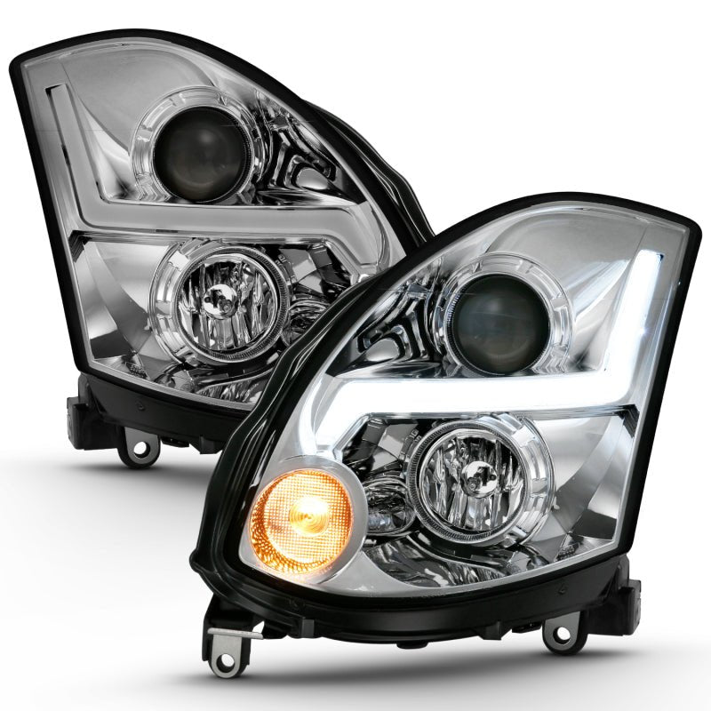 ANZO Projector Headlight Plank Style Black Infiniti G35 2003 - 2007 | 121557 - JDMuscleHeadlight Projectorsanz121557