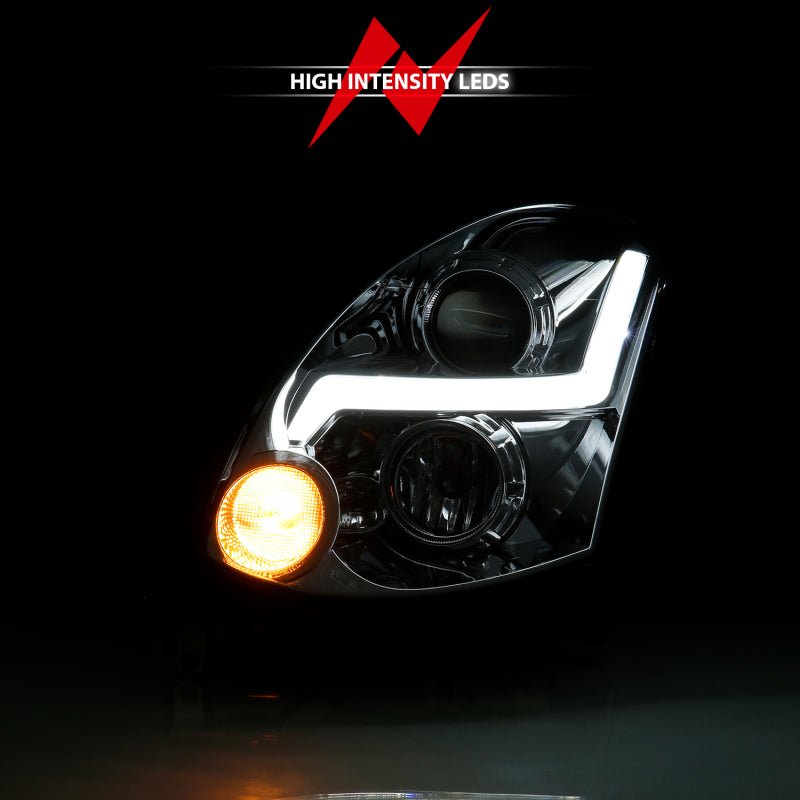 ANZO Projector Headlight Plank Style Black Infiniti G35 2003 - 2007 | 121557 - JDMuscleHeadlight Projectorsanz121557