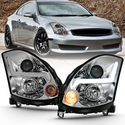 ANZO Projector Headlight Plank Style Black Infiniti G35 2003 - 2007 | 121557 - JDMuscleHeadlight Projectorsanz121557
