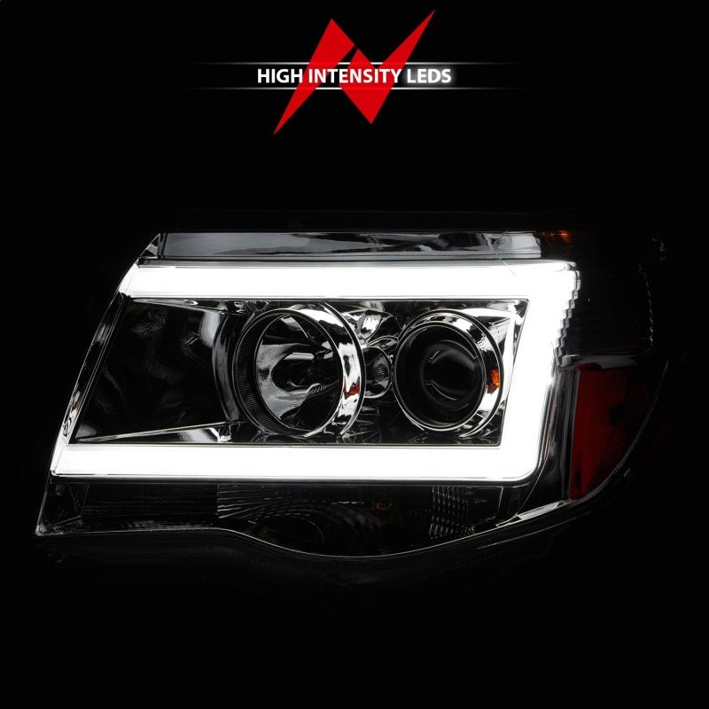 ANZO Projector Headlights w/ Light Bar Chrome Housing Toyota Tacoma 2005 - 2011 | 111518 - JDMuscleHeadlightsanz111518