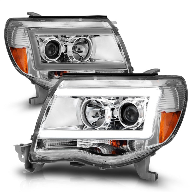 ANZO Projector Headlights w/ Light Bar Chrome Housing Toyota Tacoma 2005 - 2011 | 111518 - JDMuscleHeadlightsanz111518