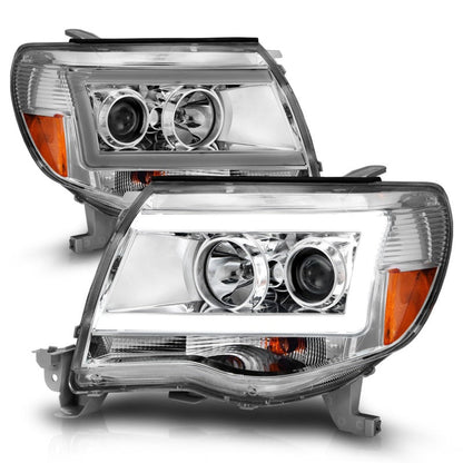 ANZO Projector Headlights w/ Light Bar Chrome Housing Toyota Tacoma 2005 - 2011 | 111518 - JDMuscleHeadlightsanz111518
