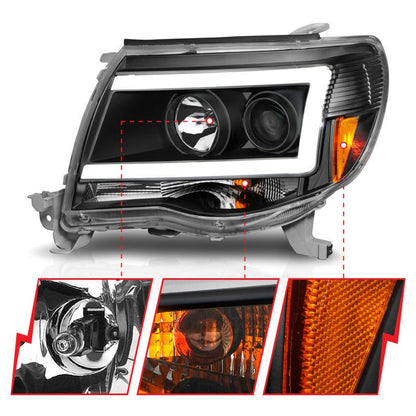 ANZO Projector Light Bar Style Headlights w/ C Light Bar Toyota Tacoma 2005 - 2009 | 111517 - JDMuscleHeadlight Projectorsanz111517
