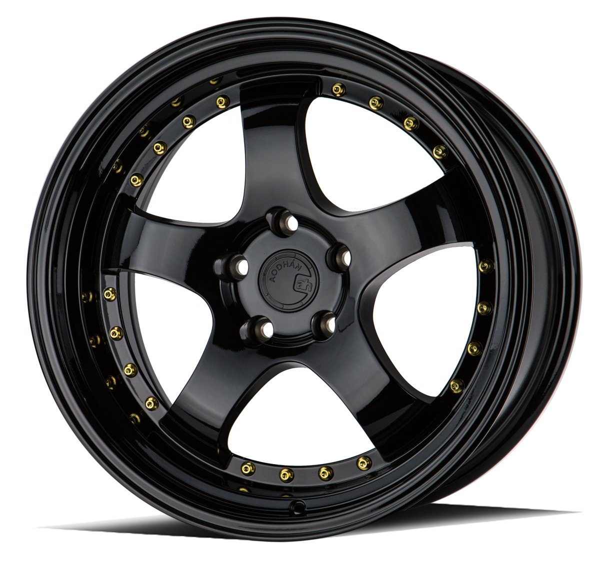 Aodhan AH03 - JDMuscleWheelsAODAH0318955114330FB18x9.55x114.3 +30Golss Black ( Gold Rivet