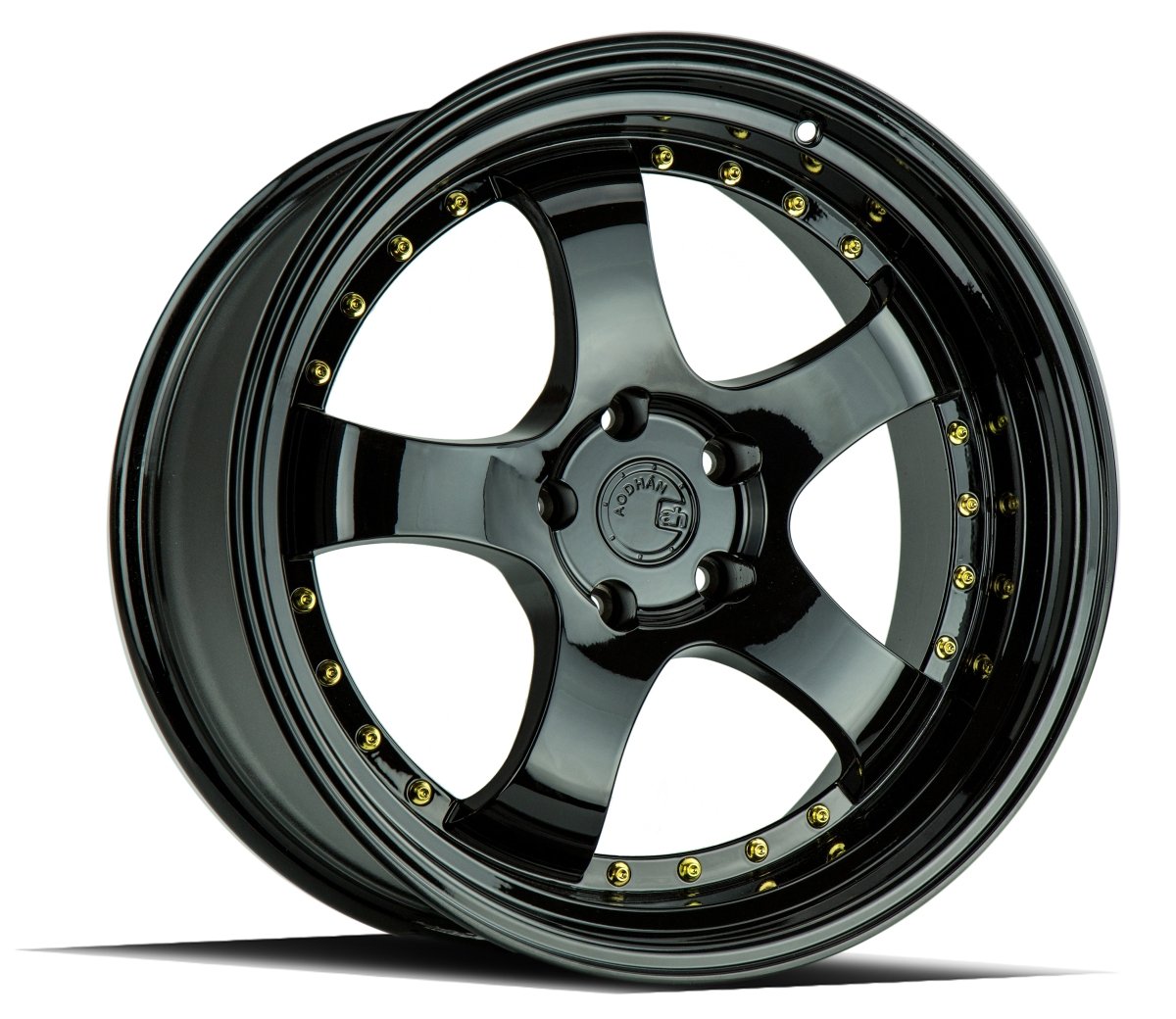 Aodhan AH03 - JDMuscleWheelsAODAH0315804100114320FB15x84x100/114.3 +20Golss Black ( Gold Rivet