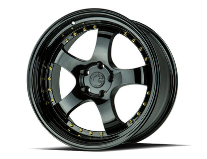 Aodhan AH03 - JDMuscleWheelsAODAH0318955114330FB18x9.55x114.3 +30Golss Black ( Gold Rivet