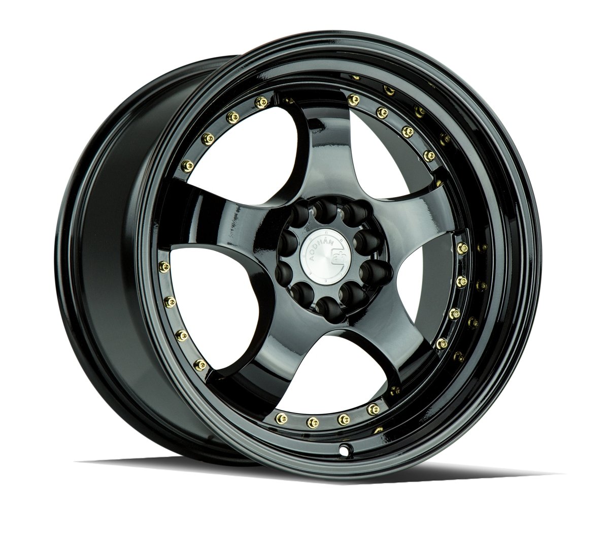 Aodhan AH03 - JDMuscleWheelsAODAH0315804100114320FB15x84x100/114.3 +20Golss Black ( Gold Rivet