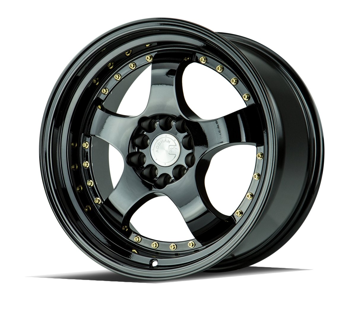 Aodhan AH03 - JDMuscleWheelsAODAH0317905100114325FB17x95x100/114.3 +25Golss Black ( Gold Rivet