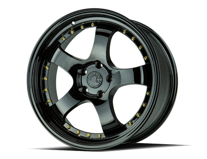 Aodhan AH03 - JDMuscleWheelsAODAH0319955114312FB19x9.55x114.3 +12Golss Black ( Gold Rivet
