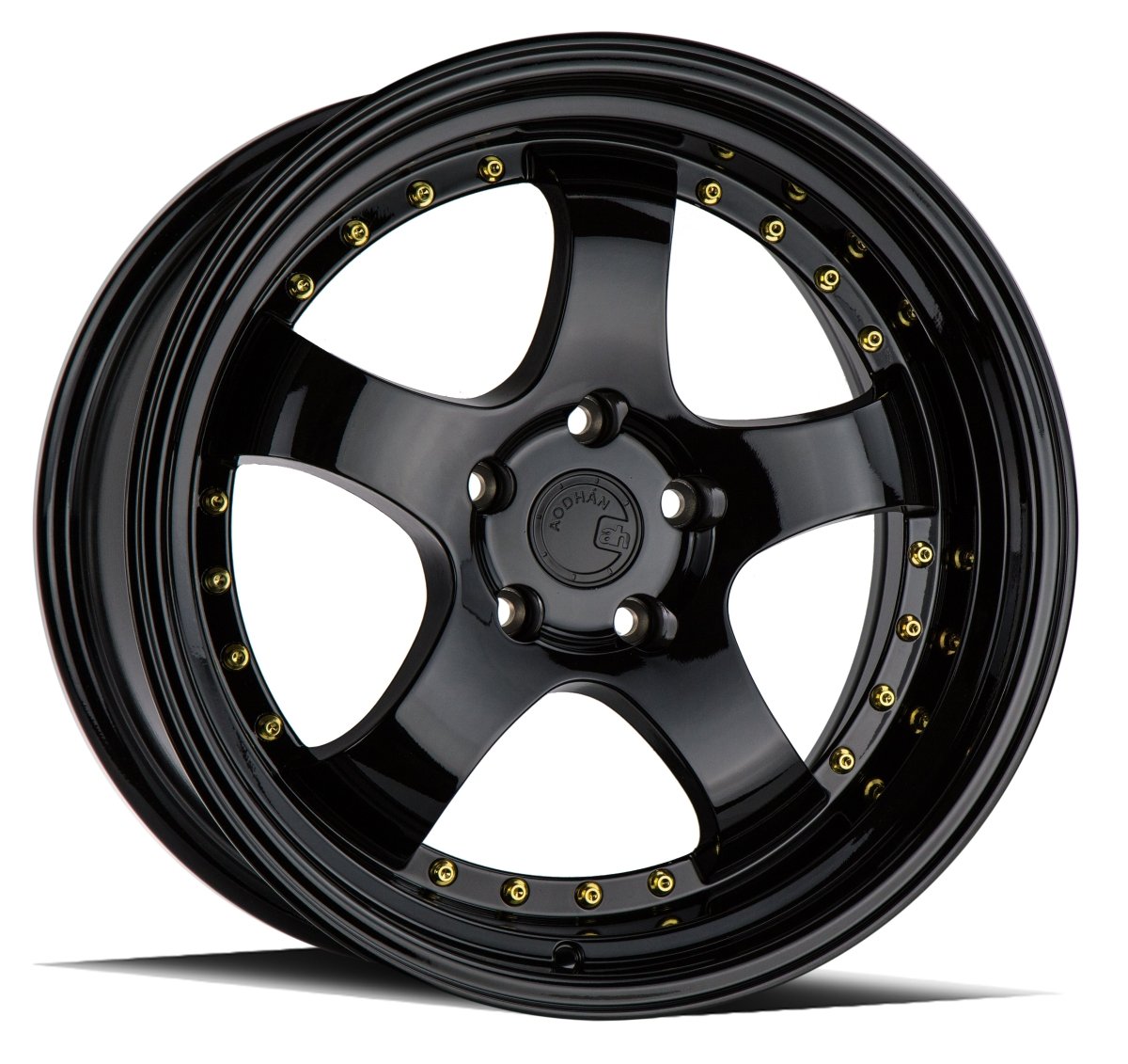 Aodhan AH03 - JDMuscleWheelsAODAH0315804100114320FB15x84x100/114.3 +20Golss Black ( Gold Rivet