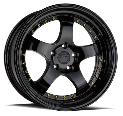 Aodhan AH03 - JDMuscleWheelsAODAH0315804100114320FB15x84x100/114.3 +20Golss Black ( Gold Rivet