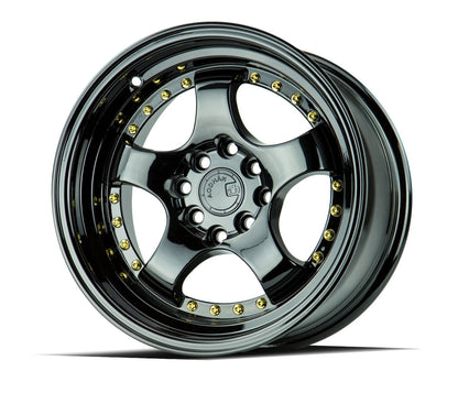 Aodhan AH03 - JDMuscleWheelsAODAH0315804100114320FB15x84x100/114.3 +20Golss Black ( Gold Rivet