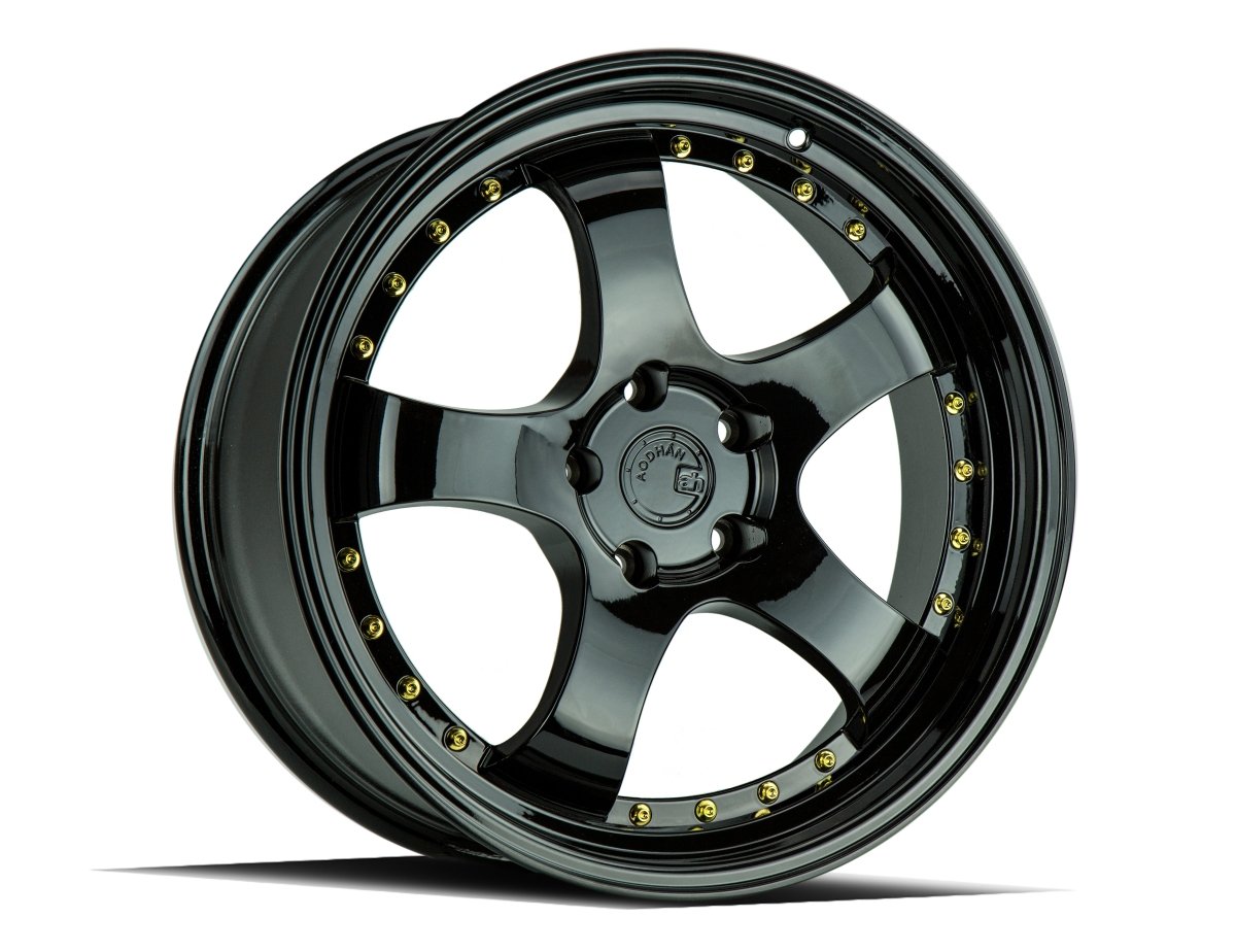 Aodhan AH03 - JDMuscleWheelsAODAH0315804100114320FB15x84x100/114.3 +20Golss Black ( Gold Rivet