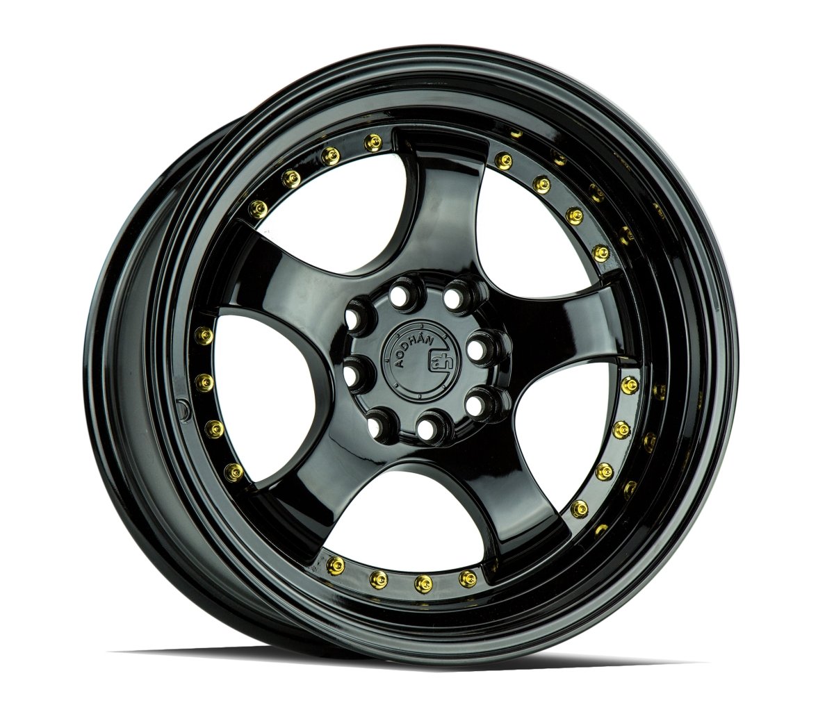 Aodhan AH03 - JDMuscleWheelsAODAH0315804100114320FB15x84x100/114.3 +20Golss Black ( Gold Rivet