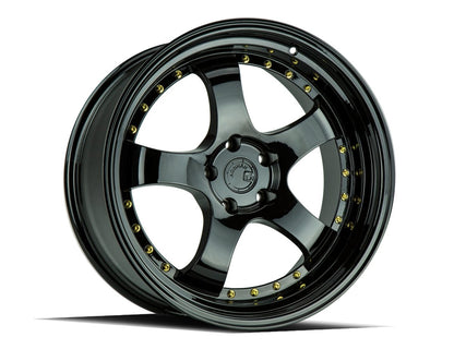 Aodhan AH03 - JDMuscleWheelsAODAH0315804100114320FB15x84x100/114.3 +20Golss Black ( Gold Rivet