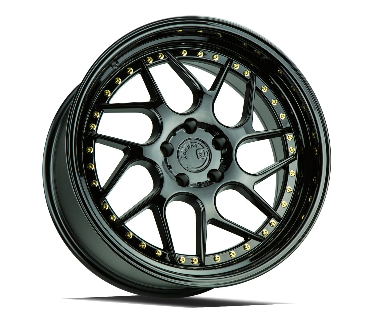 Aodhan DS01 - JDMuscleWheelsAODDS119955114315GBGR19x9.55x114.3 +15Gloss Black (Gold Rivet)