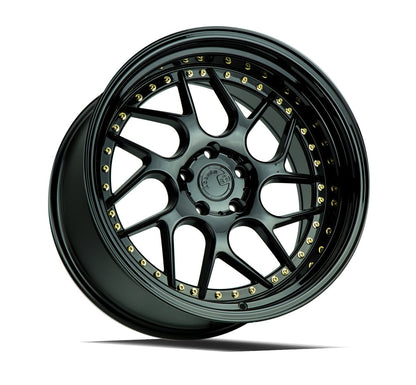 Aodhan DS01 - JDMuscleWheelsAODDS1181055114322GBGR18x10.55x114.3 +22Gloss Black (Gold Rivet)