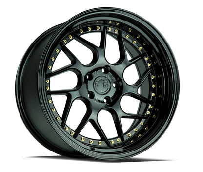 Aodhan DS01 - JDMuscleWheelsAODDS11885510035GBGR18x8.55x100 +35Gloss Black (Gold Rivet)