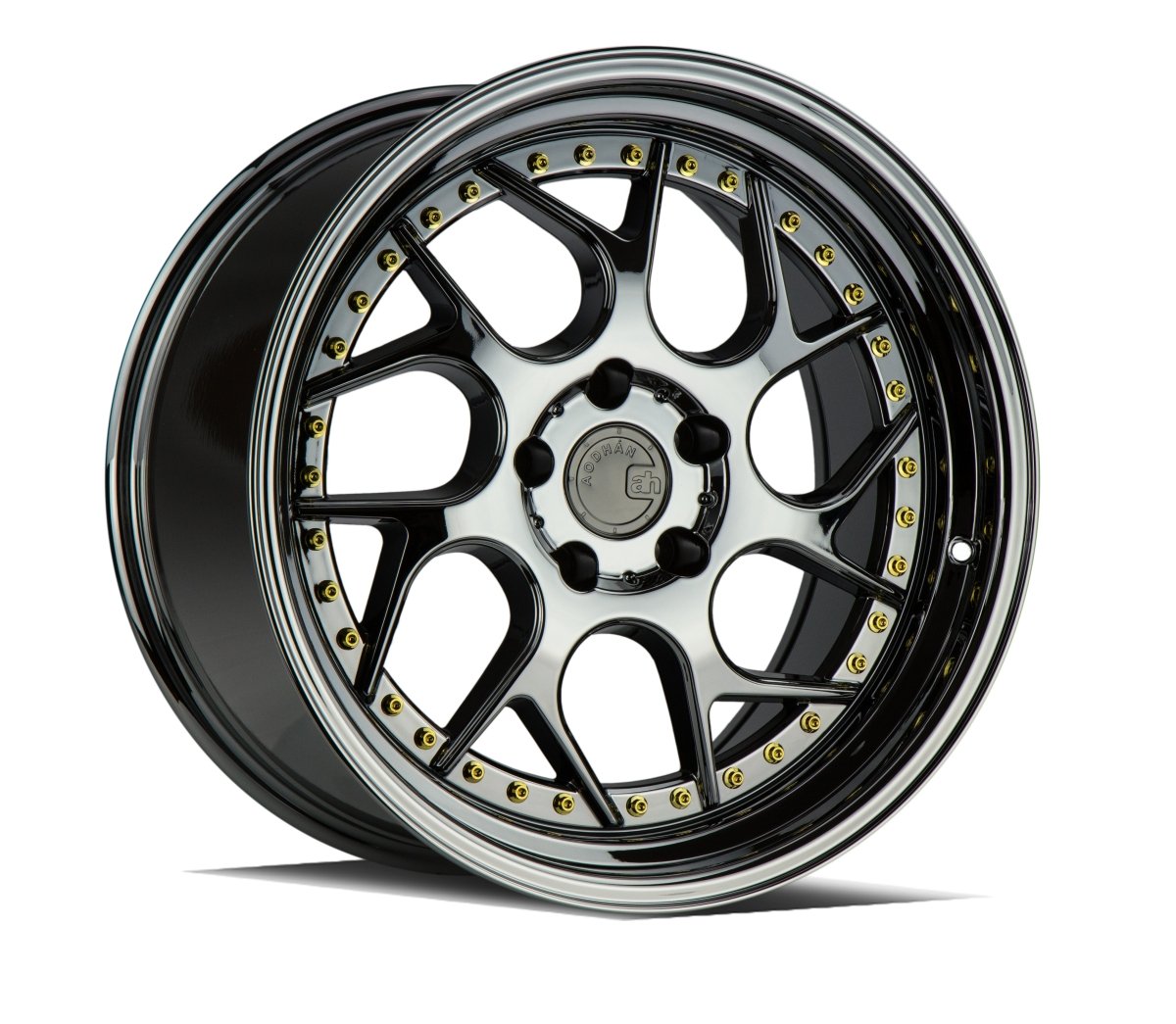 Aodhan DS01 - JDMuscleWheelsAODDS11885510035GBGR18x8.55x100 +35Gloss Black (Gold Rivet)