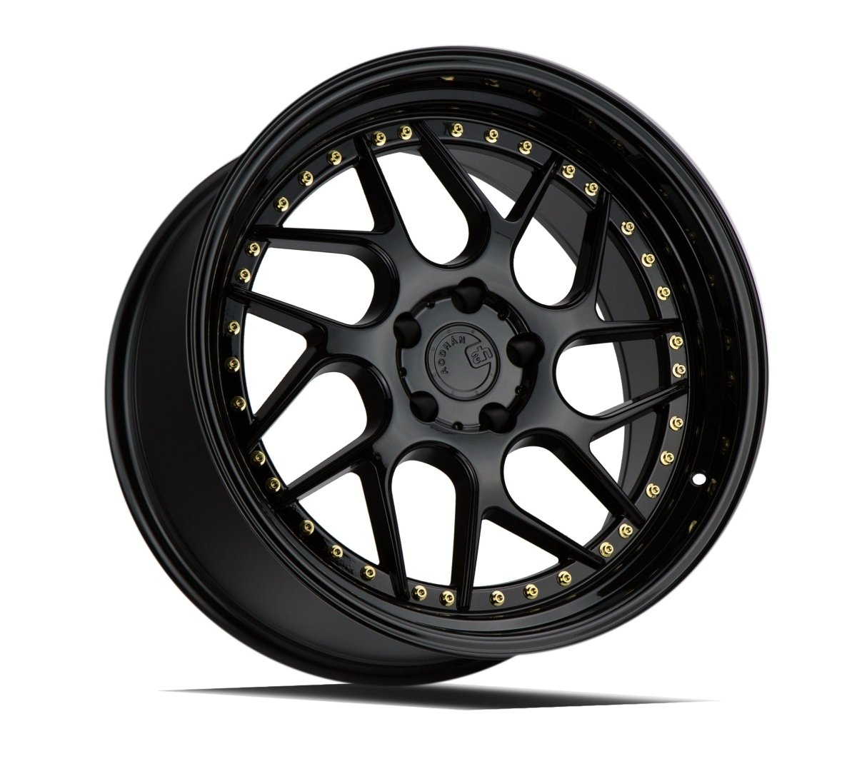 Aodhan DS01 - JDMuscleWheelsAODDS11885510035GBGR18x8.55x100 +35Gloss Black (Gold Rivet)
