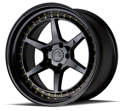 Aodhan DS09 - JDMuscleWheelsAODDS91995511430GB19x9.55X114.3 +30Gloss Black W /Gold Rivets