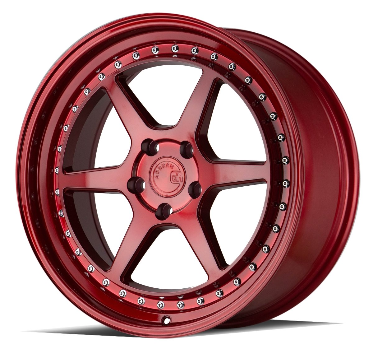 Aodhan DS09 - JDMuscleWheelsAODDS91985511435R19x8.55x114.3 +35Candy Red w/ (Chrome Rivets)