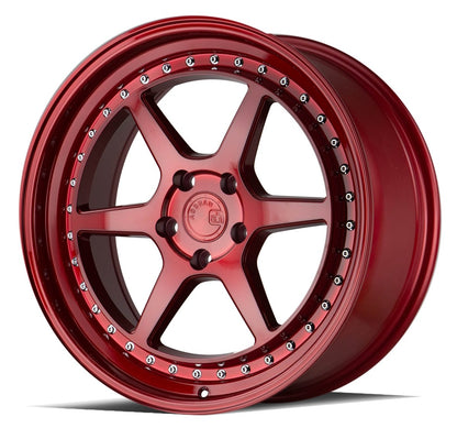 Aodhan DS09 - JDMuscleWheelsAODDS91885510035R18x8.55x100 +35Candy Red w/ (Chrome Rivets)