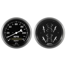 Auto Meter 2 pc. Gauge Kit Quad & Speedometer 3 3/8in Old Tyme Black Universal | 1700 - JDMuscleMulti Gaugesatm1700