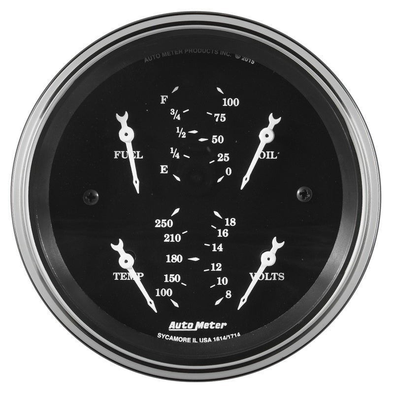 Auto Meter Gauge Dual Fuel & OILP 3 3/8in 240E - 33F & 100psi Elec Old Tyme Black Universal | 1713 - JDMuscleAir Fuel Ratio Gaugesatm1713
