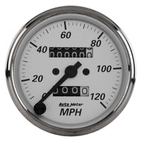 Autometer 3 - 1/8in Silver Bezel/White Face 120mph Mechanical In - Dash Tacho/Speedometer w/ Trip Gauge Universal | 1993 - JDMuscleMulti Gaugesatm1993