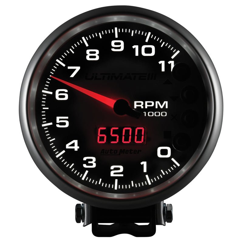 Autometer 5 inch Ultimate III Playback Tachometer 11000 RPM Silver Universal | 6886 - JDMuscleTachometersatm6886