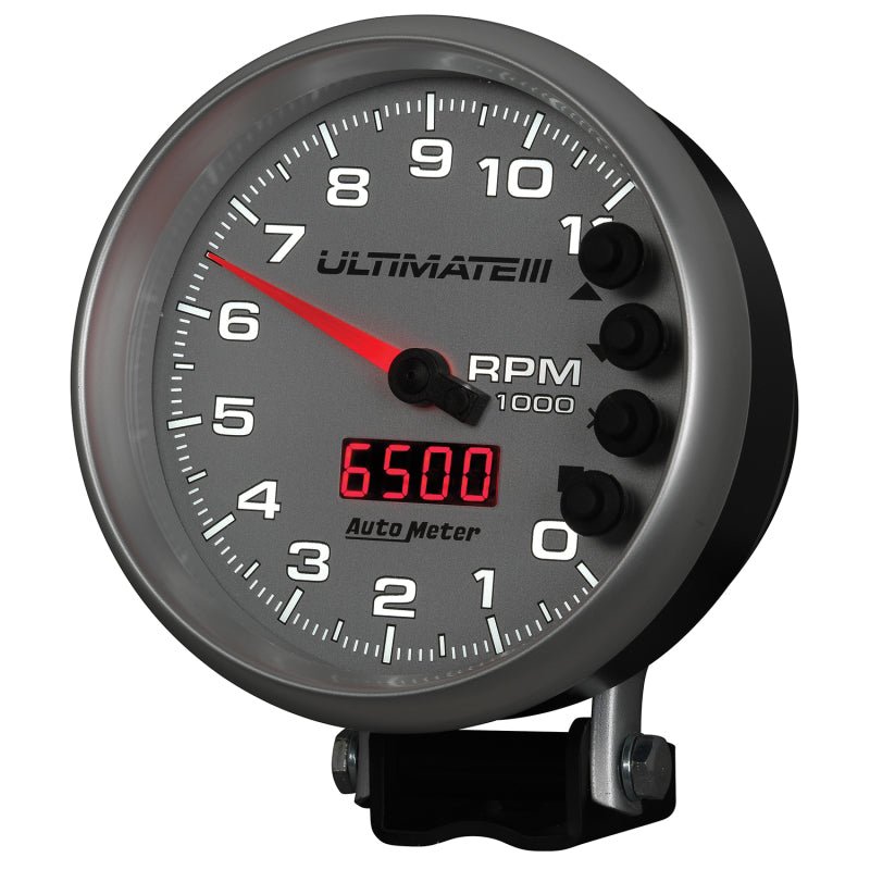 Autometer 5 inch Ultimate III Playback Tachometer 11000 RPM Silver Universal | 6886 - JDMuscleTachometersatm6886