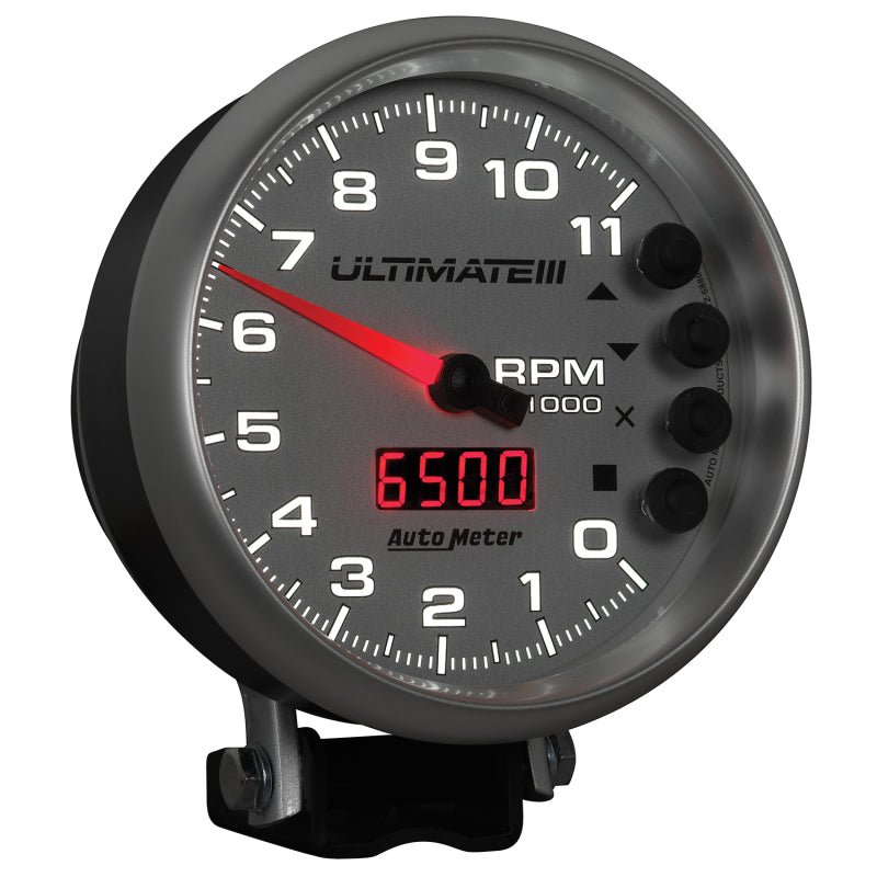 Autometer 5 inch Ultimate III Playback Tachometer 11000 RPM Silver Universal | 6886 - JDMuscleTachometersatm6886