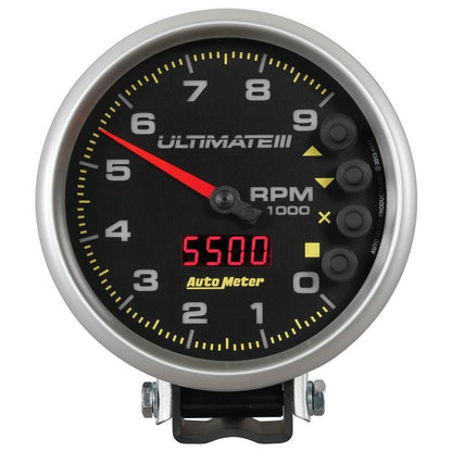 Autometer 5 inch Ultimate III Playback Tachometer 9000 RPM Black Universal | 6887 - JDMuscleTachometersatm6887