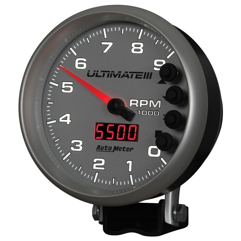 Autometer 5 inch Ultimate III Playback Tachometer 9000 RPM Silver Universal | 6882 - JDMuscleTachometersatm6882