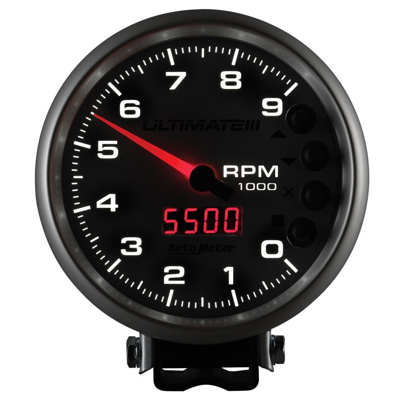 Autometer 5 inch Ultimate III Playback Tachometer 9000 RPM Silver Universal | 6882 - JDMuscleTachometersatm6882
