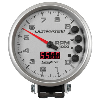 Autometer 5 inch Ultimate III Playback Tachometer 9000 RPM Silver Universal | 6882 - JDMuscleTachometersatm6882