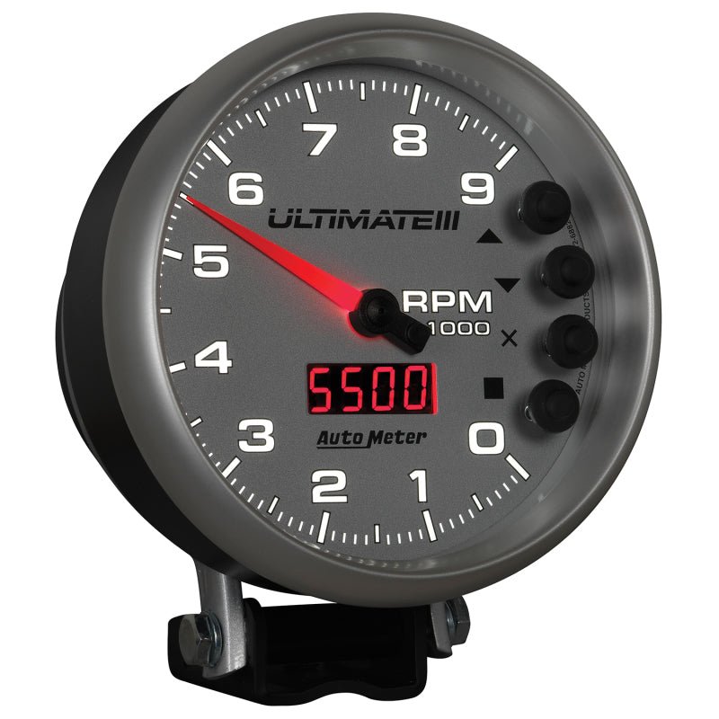 Autometer 5 inch Ultimate III Playback Tachometer 9000 RPM Silver Universal | 6882 - JDMuscleTachometersatm6882
