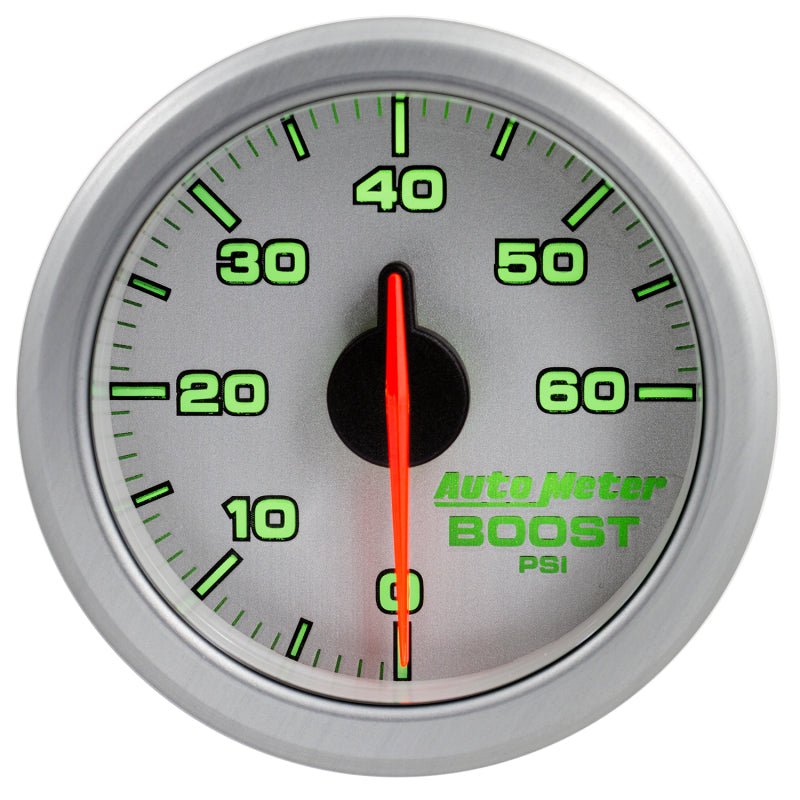 Autometer Airdrive 2 - 1/6in Boost Gauge 0 - 60 PSI Silver Universal | 9160 - UL - JDMuscleBoost Gaugesatm9160-UL