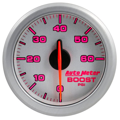 Autometer Airdrive 2 - 1/6in Boost Gauge 0 - 60 PSI Silver Universal | 9160 - UL - JDMuscleBoost Gaugesatm9160-UL